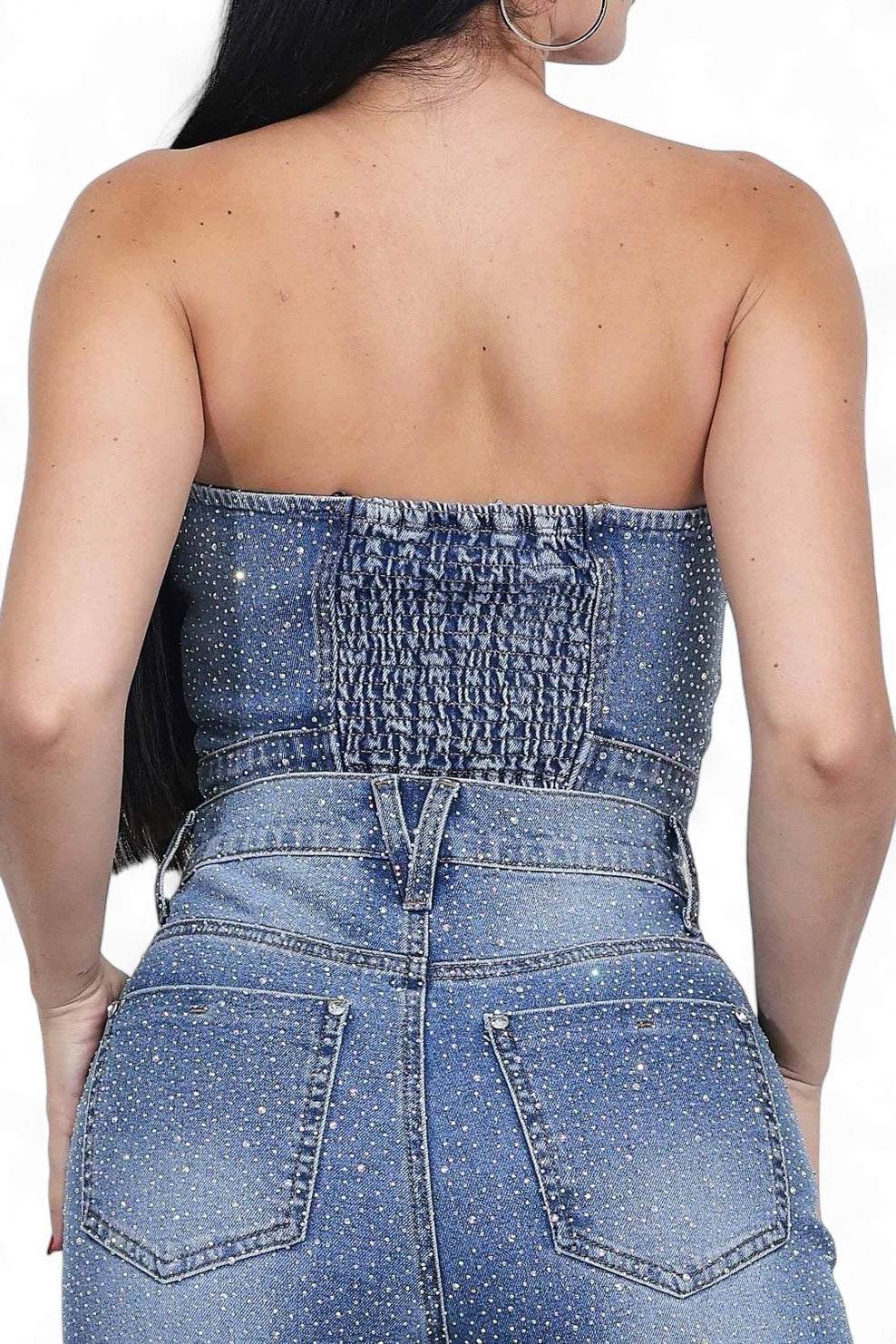 Iridescent Rhinestone Star Tube Top