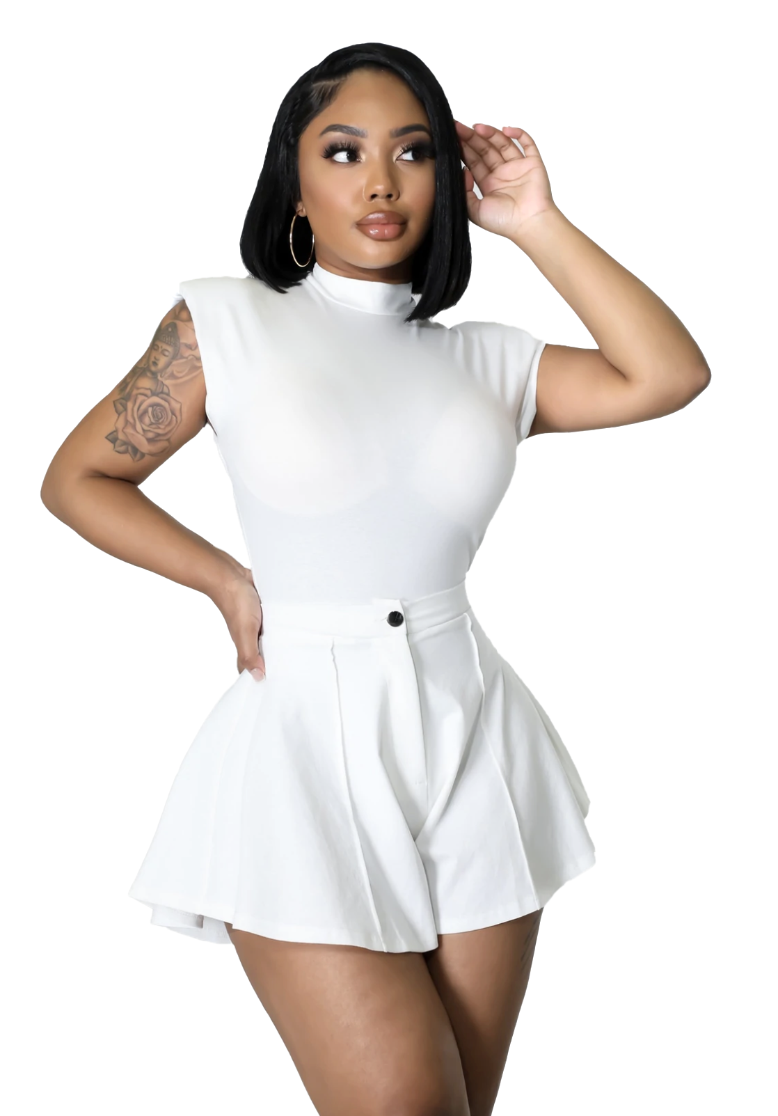 Two Piece Set: Bodysuit & Short Shorts