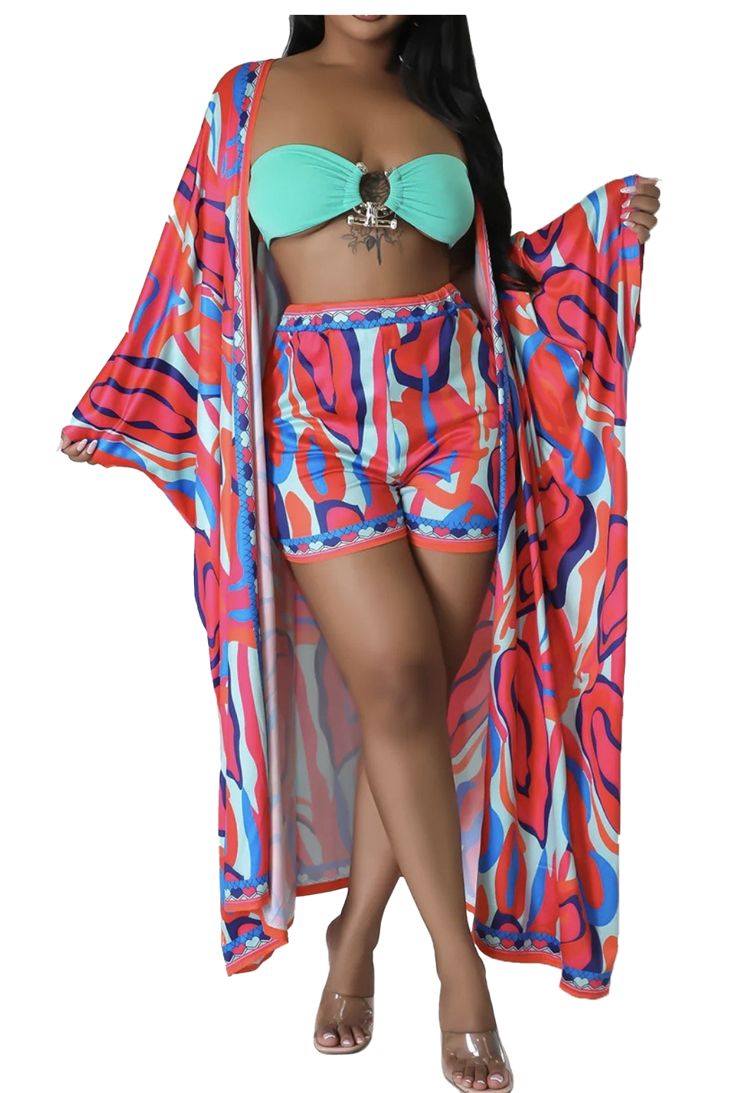 Two Piece Kimono Short Set