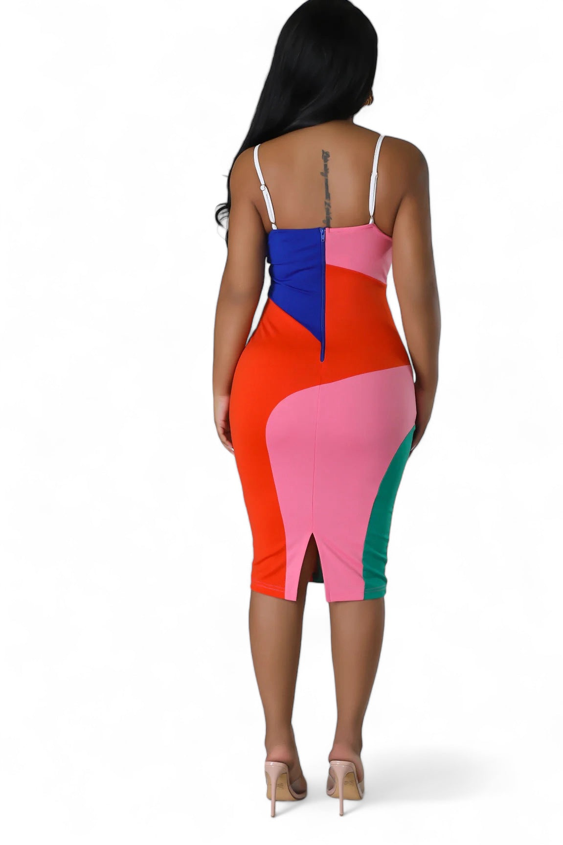 Multicolor Bra Cup Midi Dress