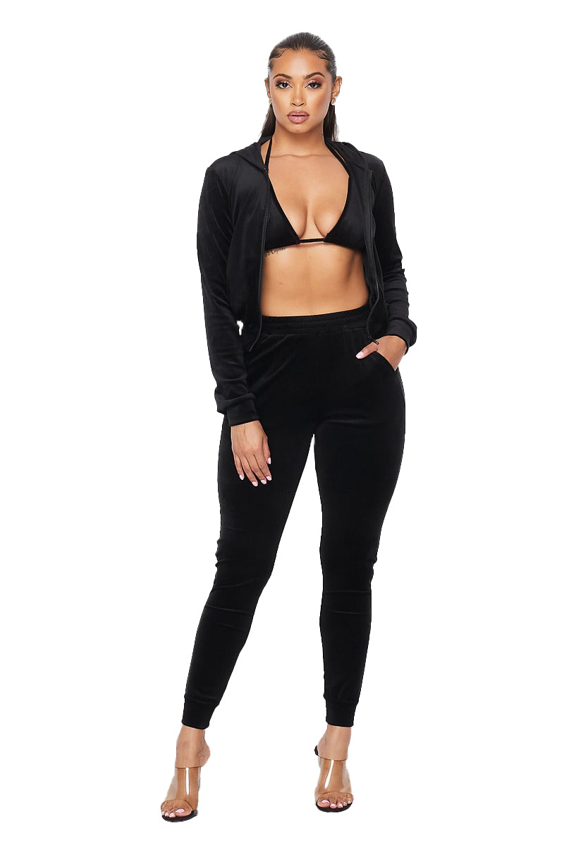 3 PC Velour Hoody Suit