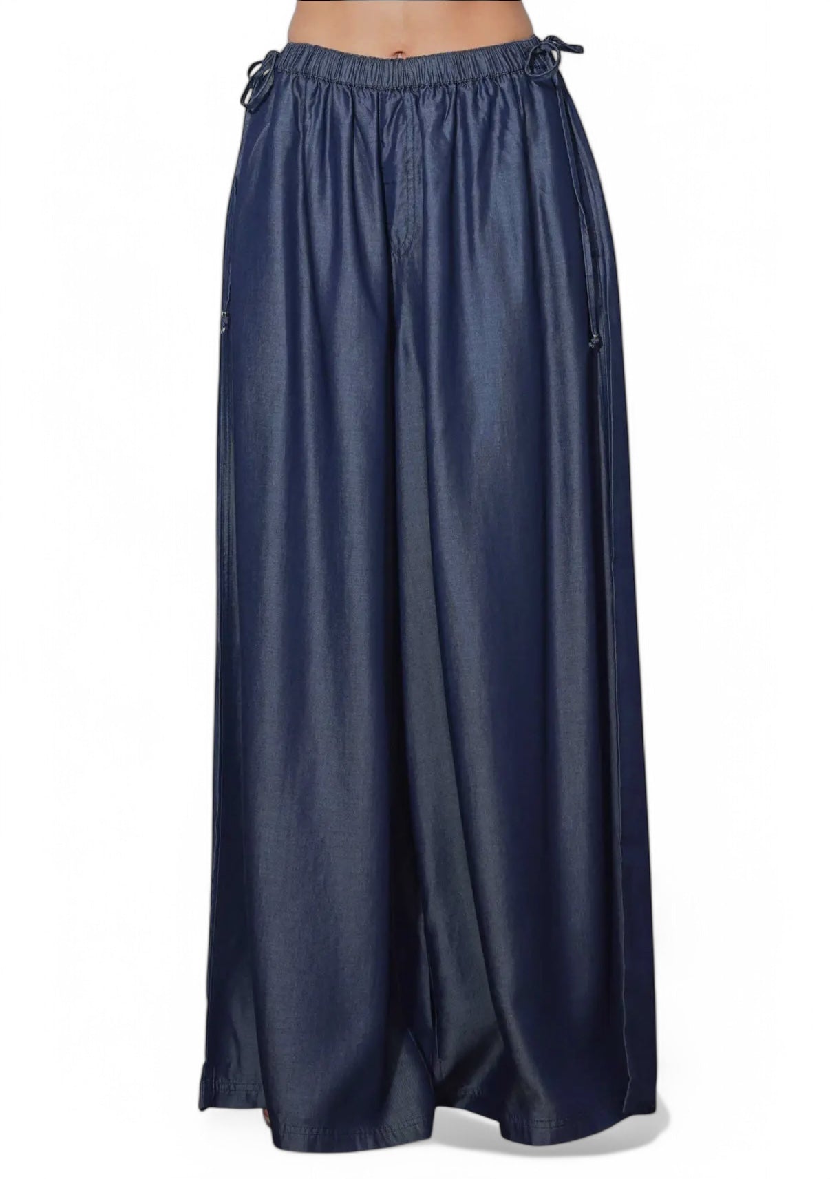 Tencel Palazzo Pants with Side Ribbon