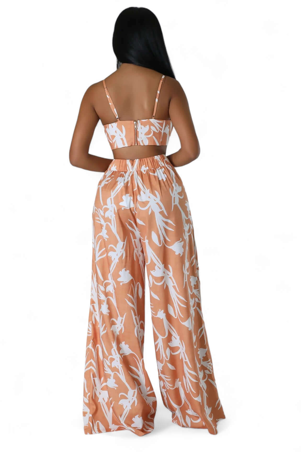 Two Piece Cropped Top & Wide Leg Pant Suit