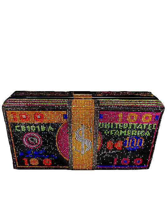 Bling Money Bag Clutch -Black Multi