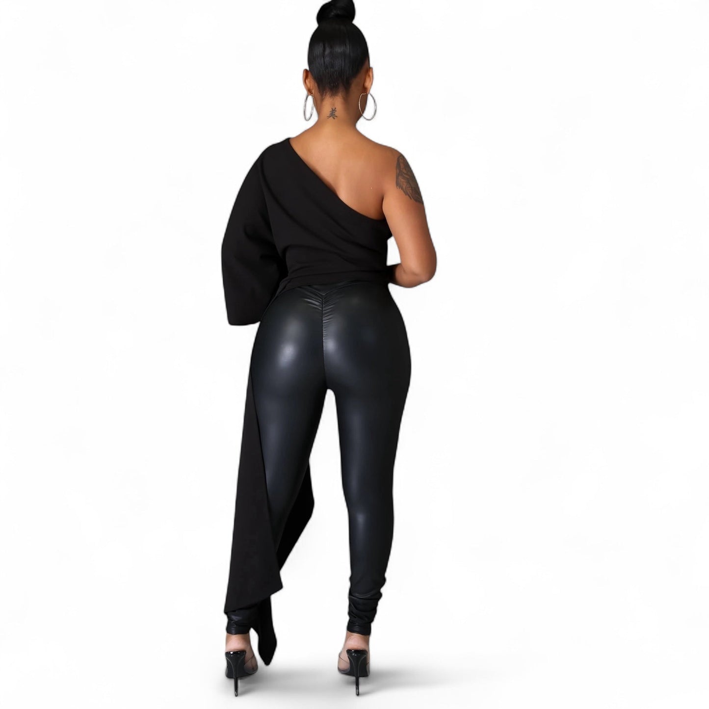 One Shoulder Top with Long Side Train