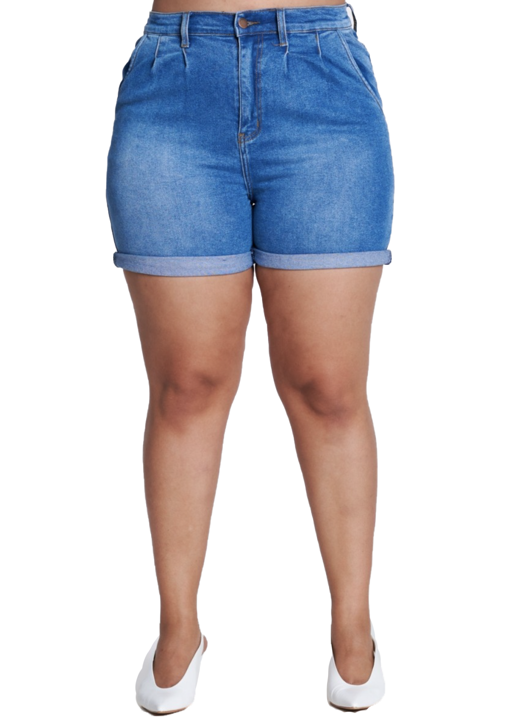{{ES1652}} Curvy Cuffed Shorts with side pockets (Short Cuffs can roll down)