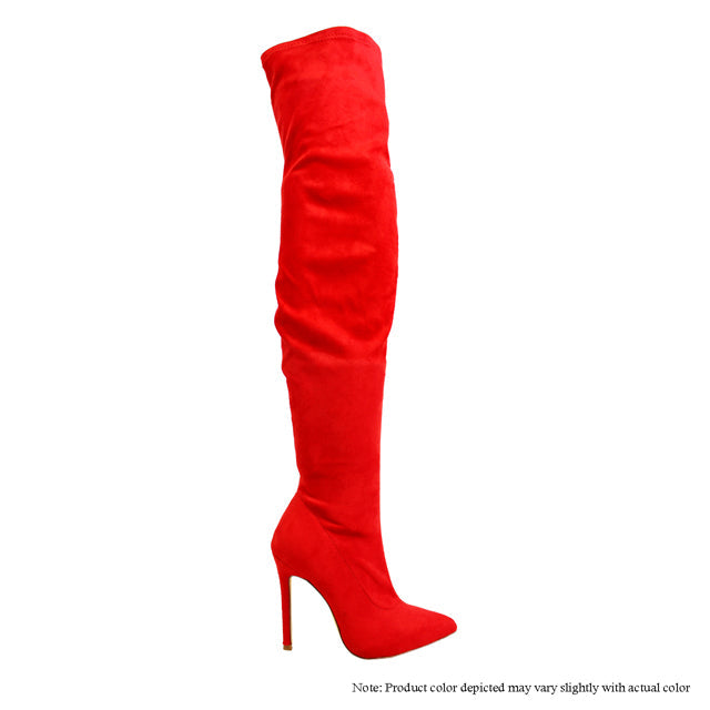 Gisele - Red Ultra Suede {Order 1/2 Size Larger}