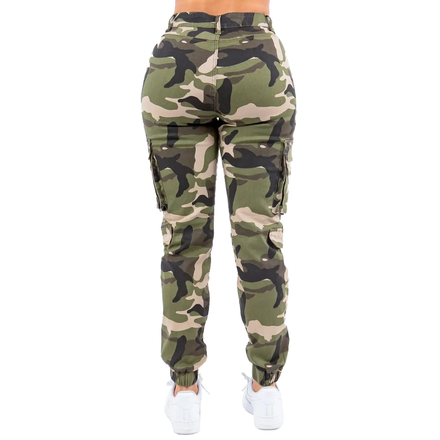 High Waist Camo Joggers with Utility Pockets