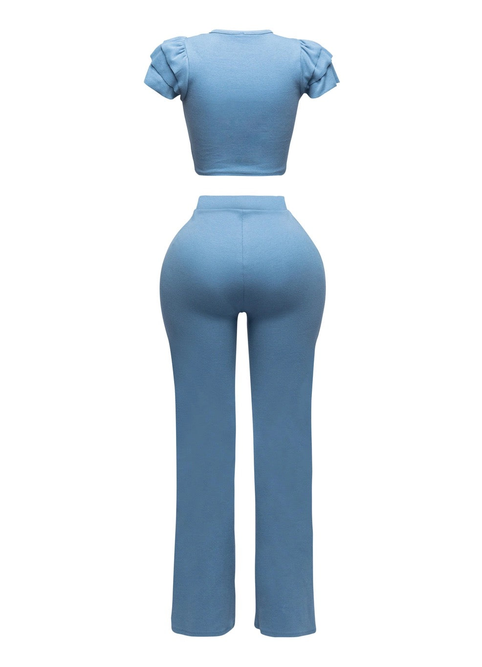 Ruffled Shoulder Top and Pants Set