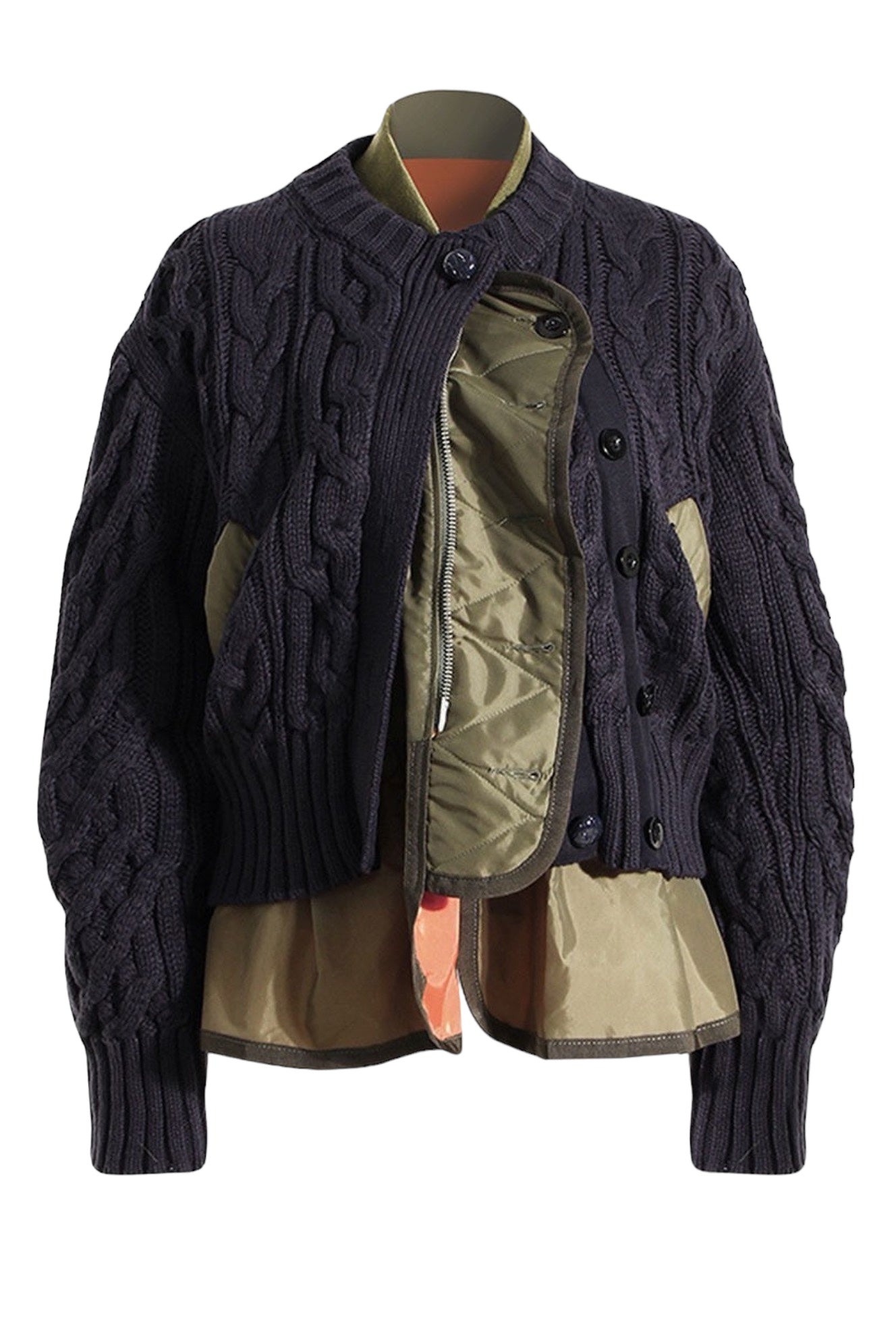 Two Layer Sweater Bomber Jacket