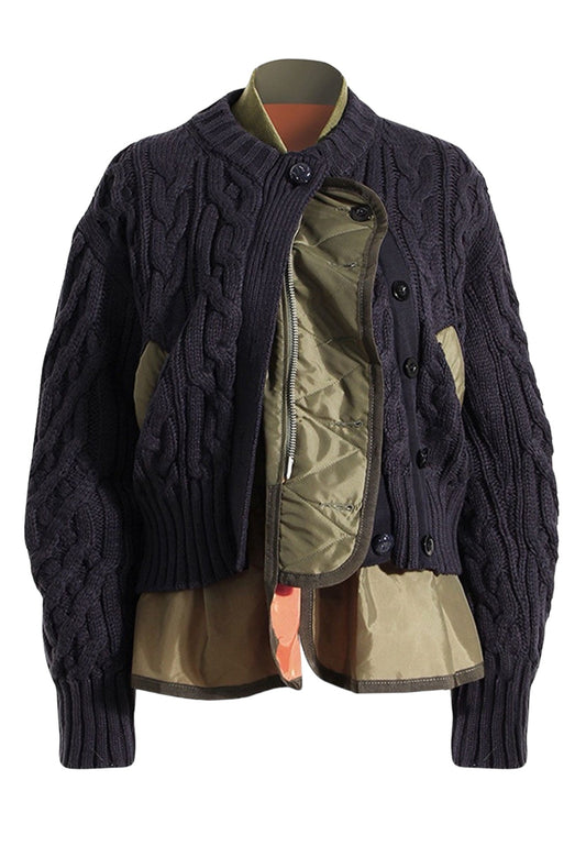 Two Layer Sweater Bomber Jacket