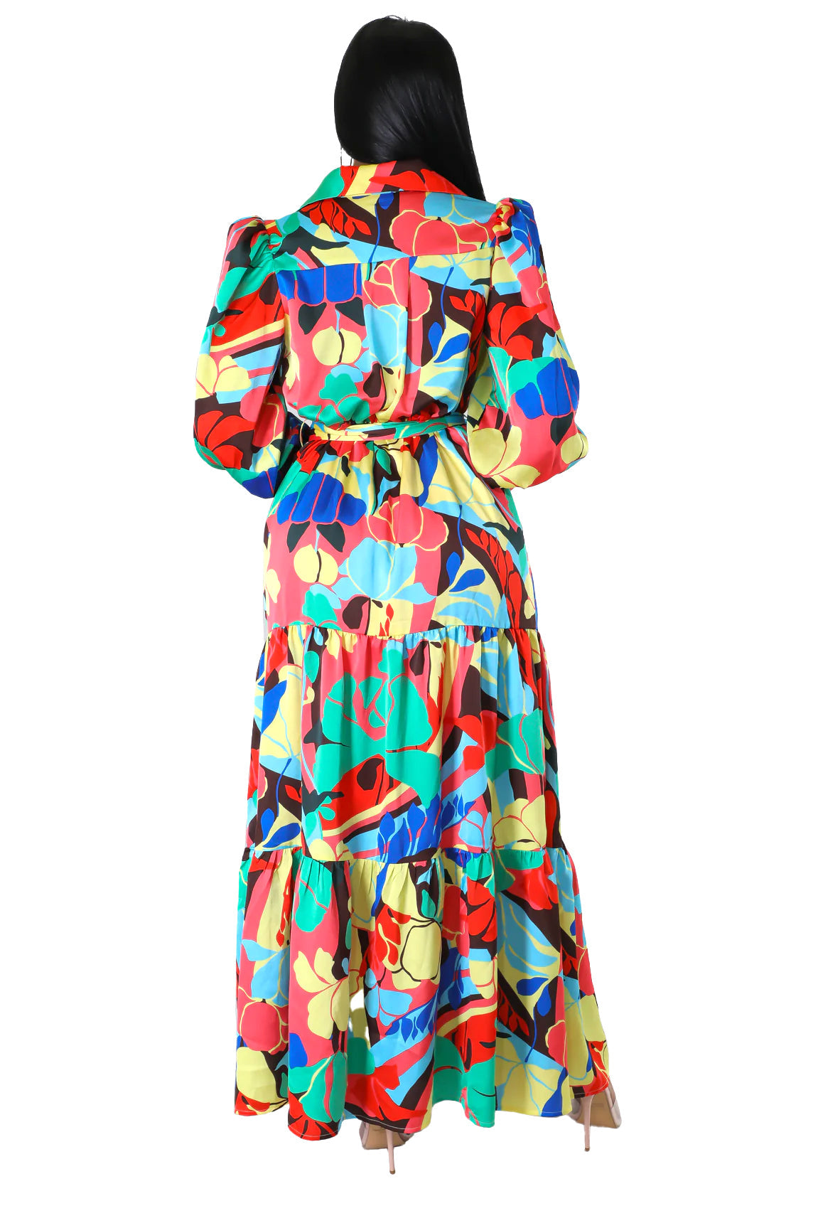Multi Color Button Up Maxi Dress