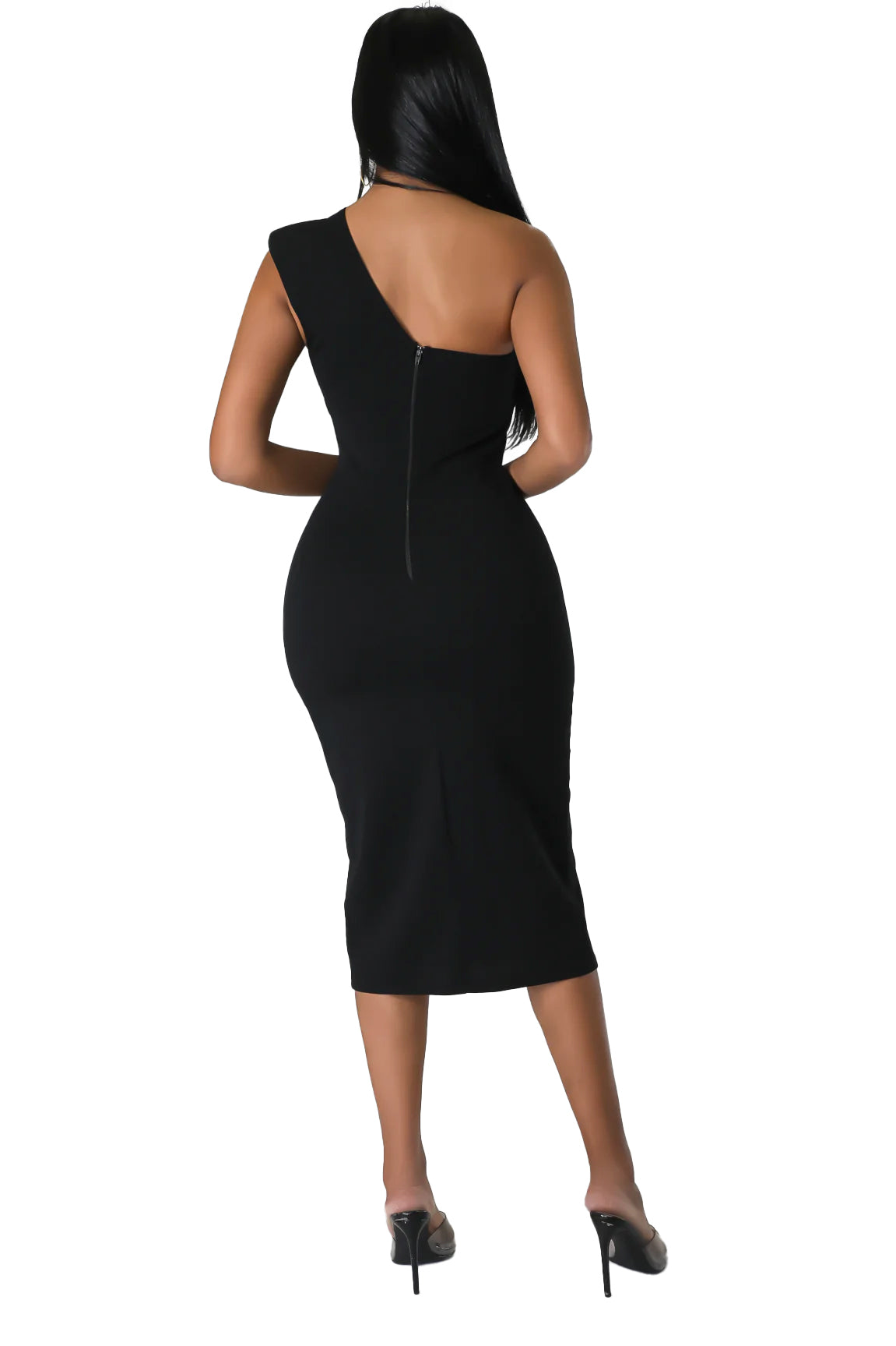 One Shoulder Slide Slit Dress