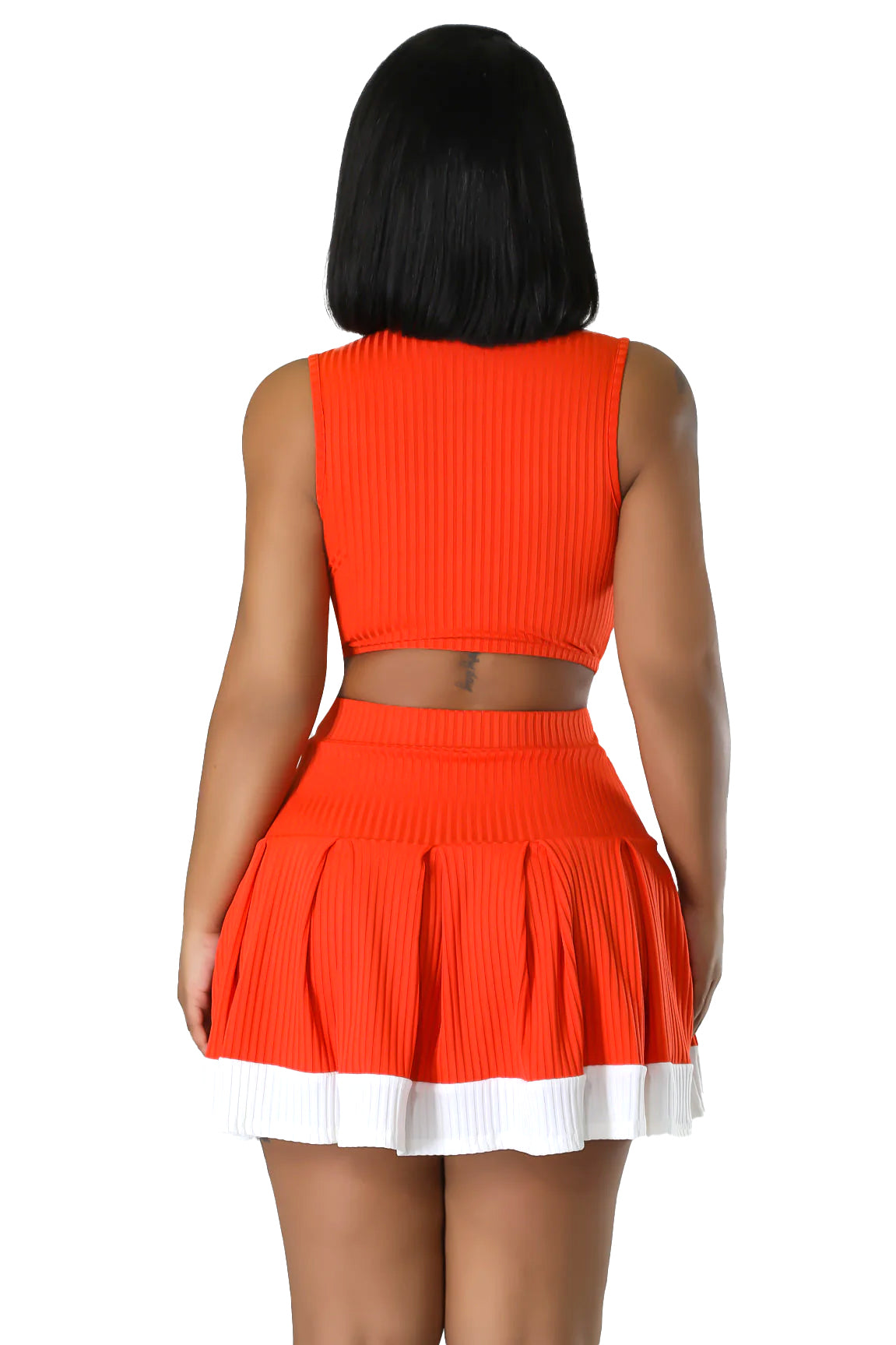 2 PC Ribbed Cropped Top Skirt Set