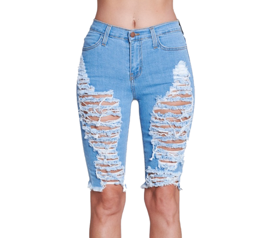 {{P1719}} Distressed Bermuda Shorts - {2 Colors Available}