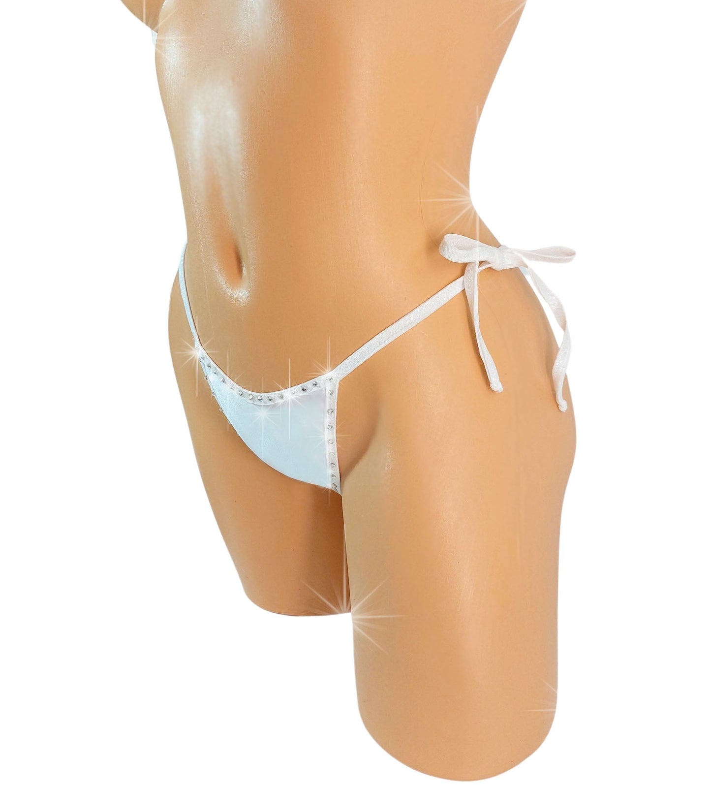 Bridal white Tie Side rhinestone thong - Sexy dancer G-string thong * Exotic dancewear Pole dance