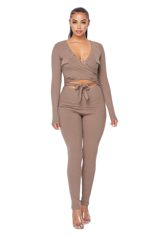 V-neck Wrap Around 2 pc Jumper