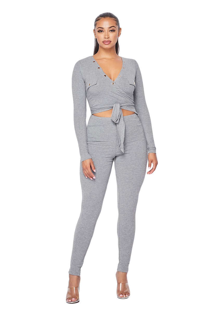 V-neck Wrap Around 2 pc Jumper