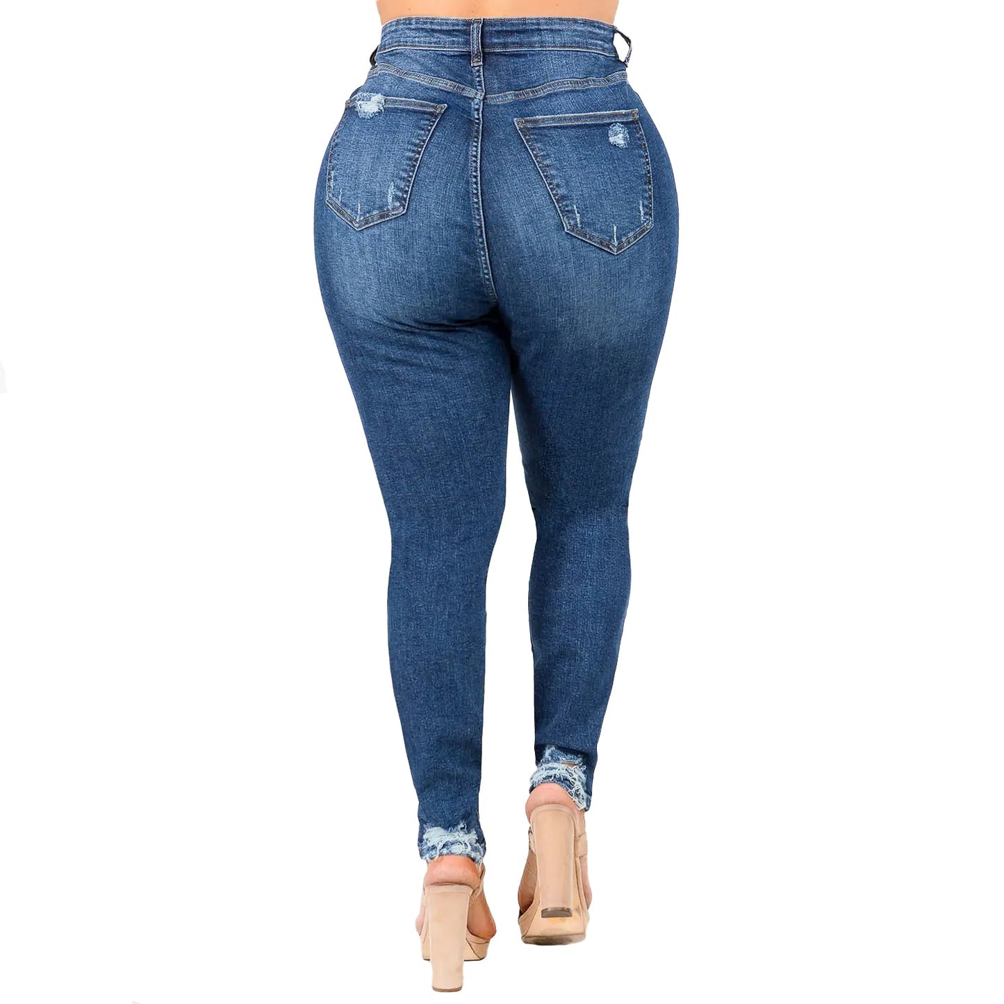 Curvy High Waist Exposed Knee Distressed Jeans