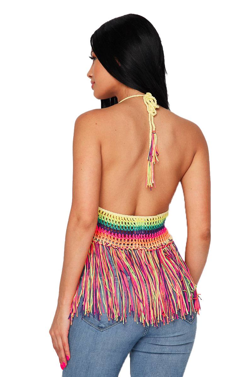 Halter Fringe Crochet Top