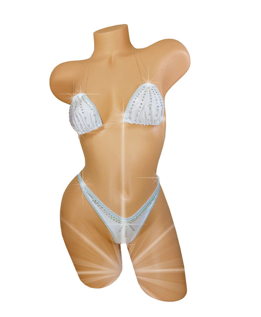 Bridal White Rhinestone transparent and adjustable clear strap string bikini