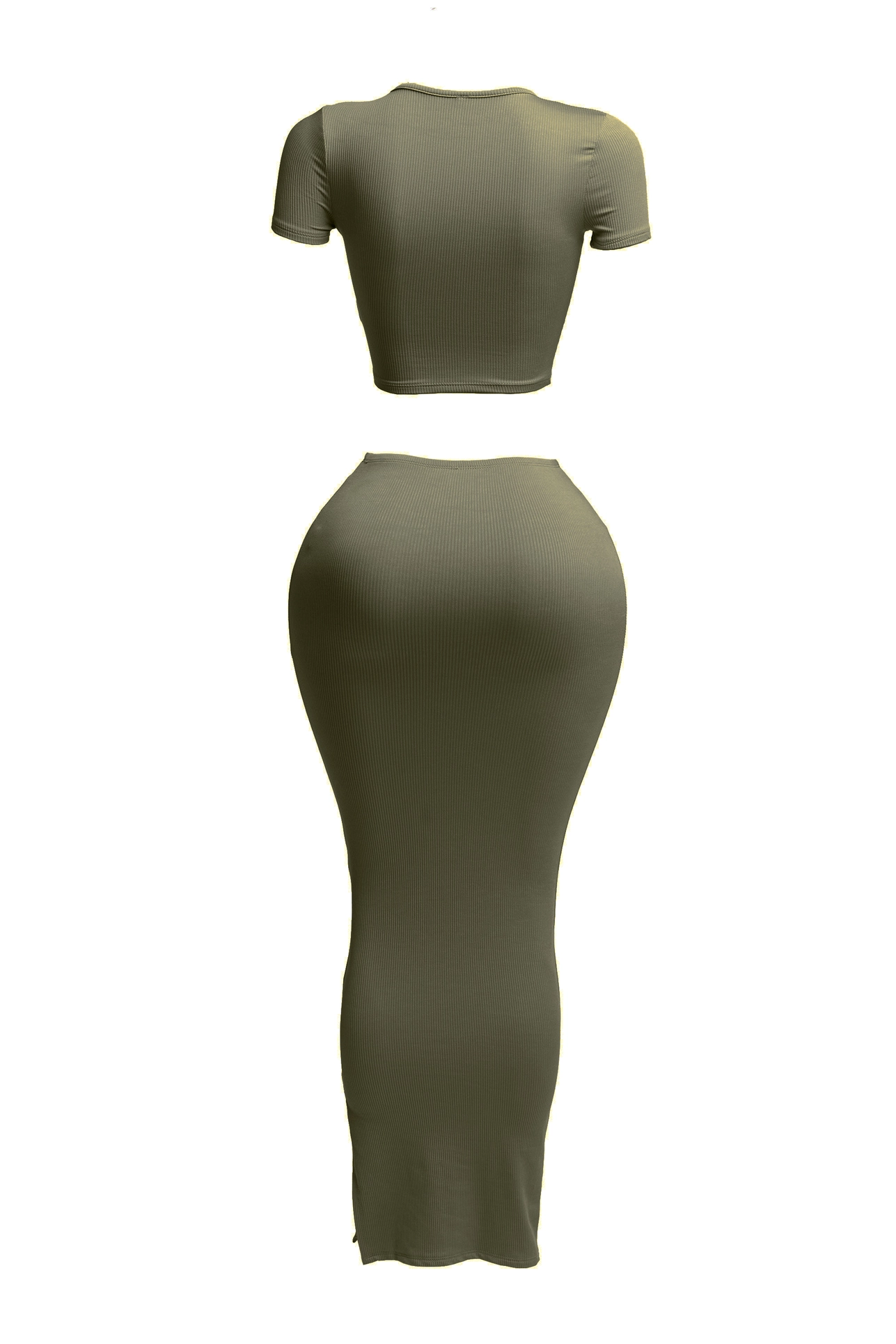 Short Sleeve Crop Top & Long Skirt Set