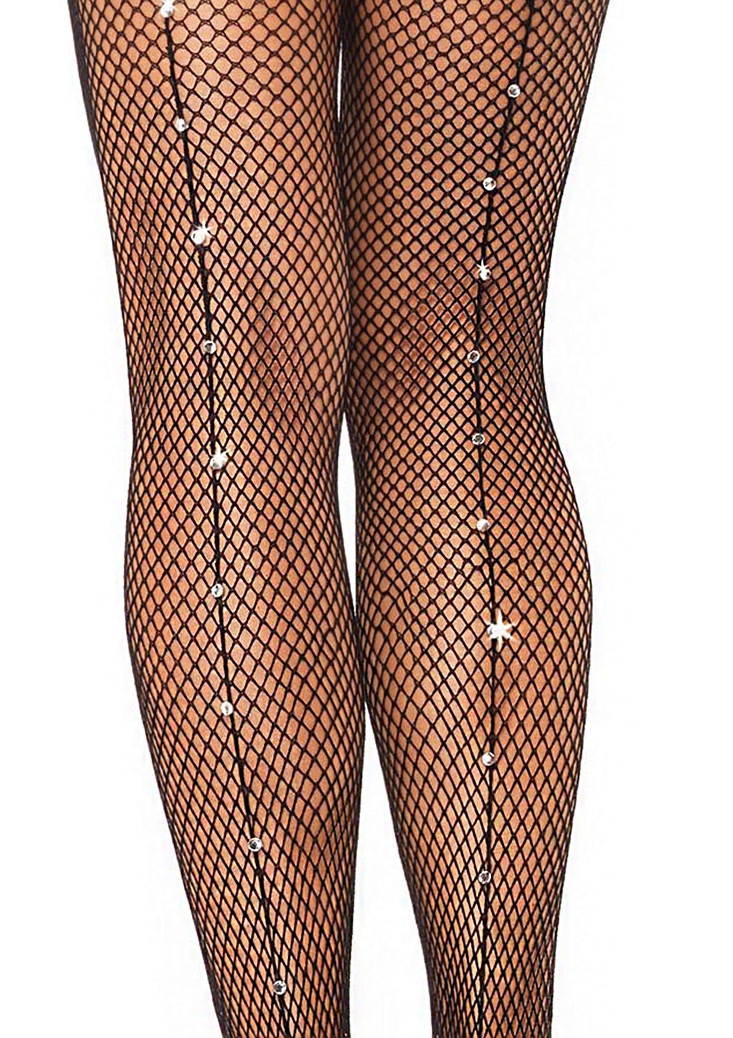 Astrid Rhinestone Backseam Fishnet Tights