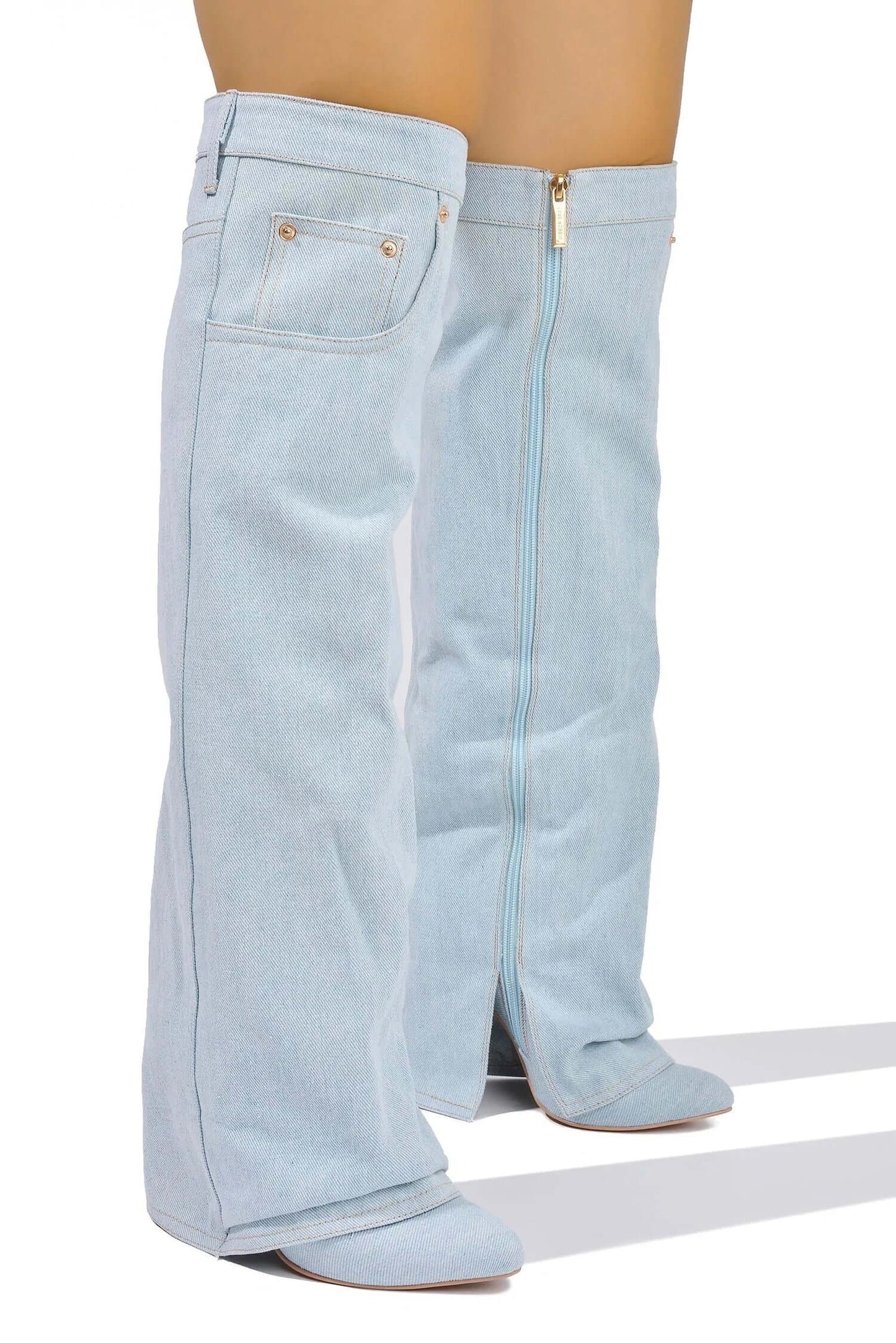 Marget -Light Blue Denim {4" Block Heel ...Not a Wedge Heel}