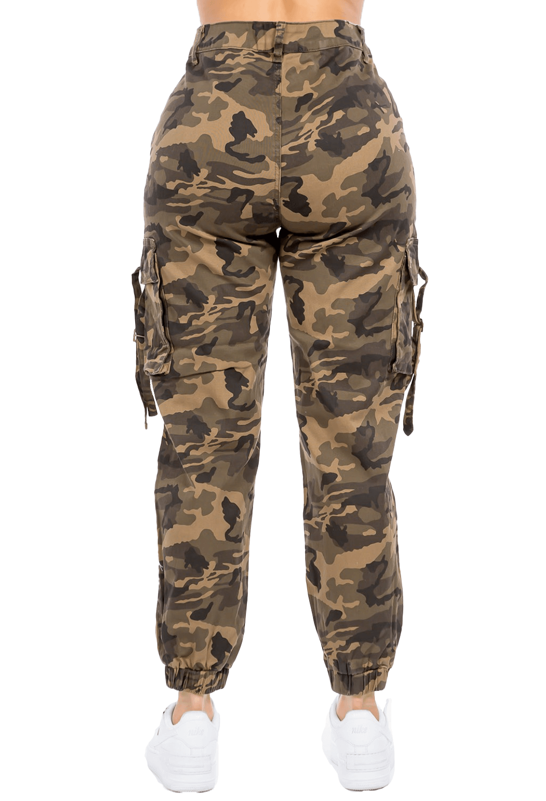 Mid Waist Camo Joggers with Utility Pockets