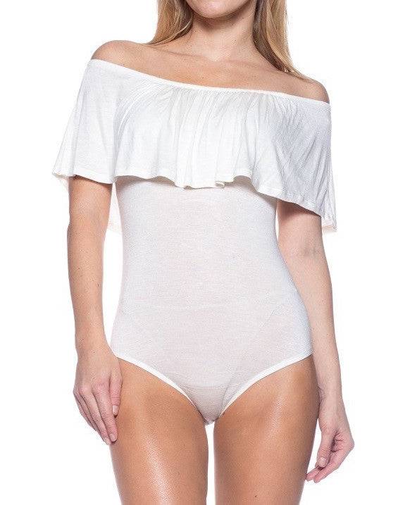 Ruffle Off The Shoulder Bodysuit (Three Colors Available)