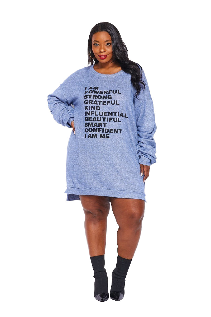 Curvy  I AM.... Long Graphic Tunic Dress