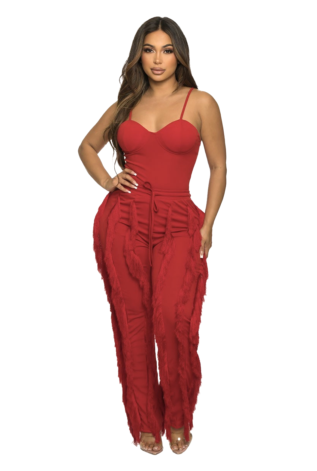 Two Piece Bodysuit &  Tassel Pants Set {has very good stretch}