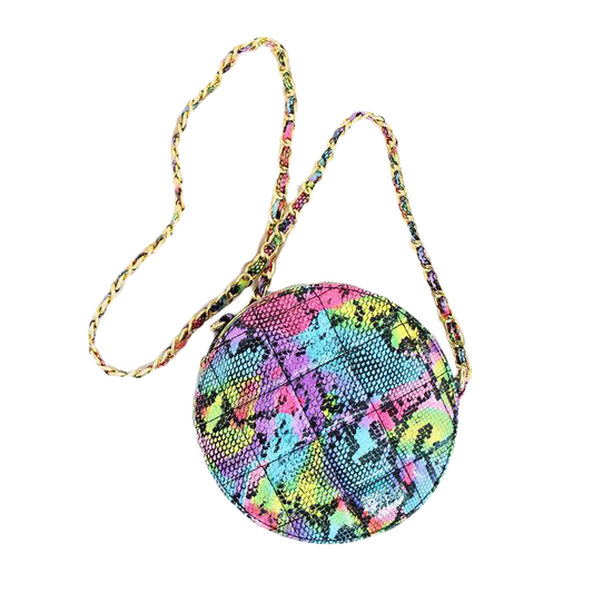 Round Quilted Crossbody Bag -Multi Snake 2