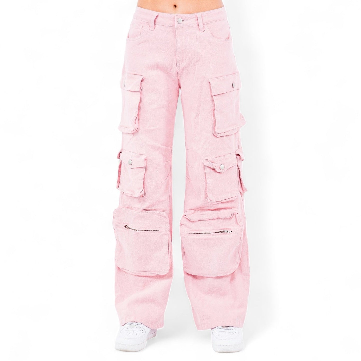 High Waist Wide Leg Pocket Pants-RJH30589 {{Pink looks like a Salmon}}