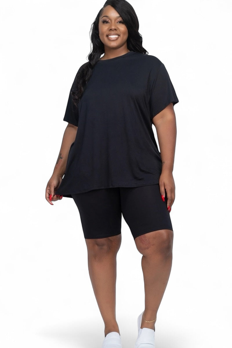 Curvy Loose Fit Top & Bike Shorts Set  {BTP3021X}