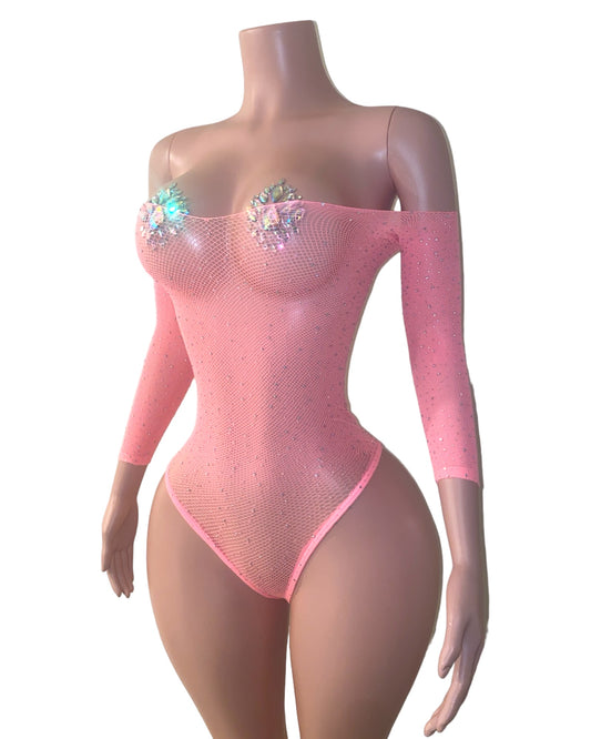 Vanessa Bling Bodysuit - Coral