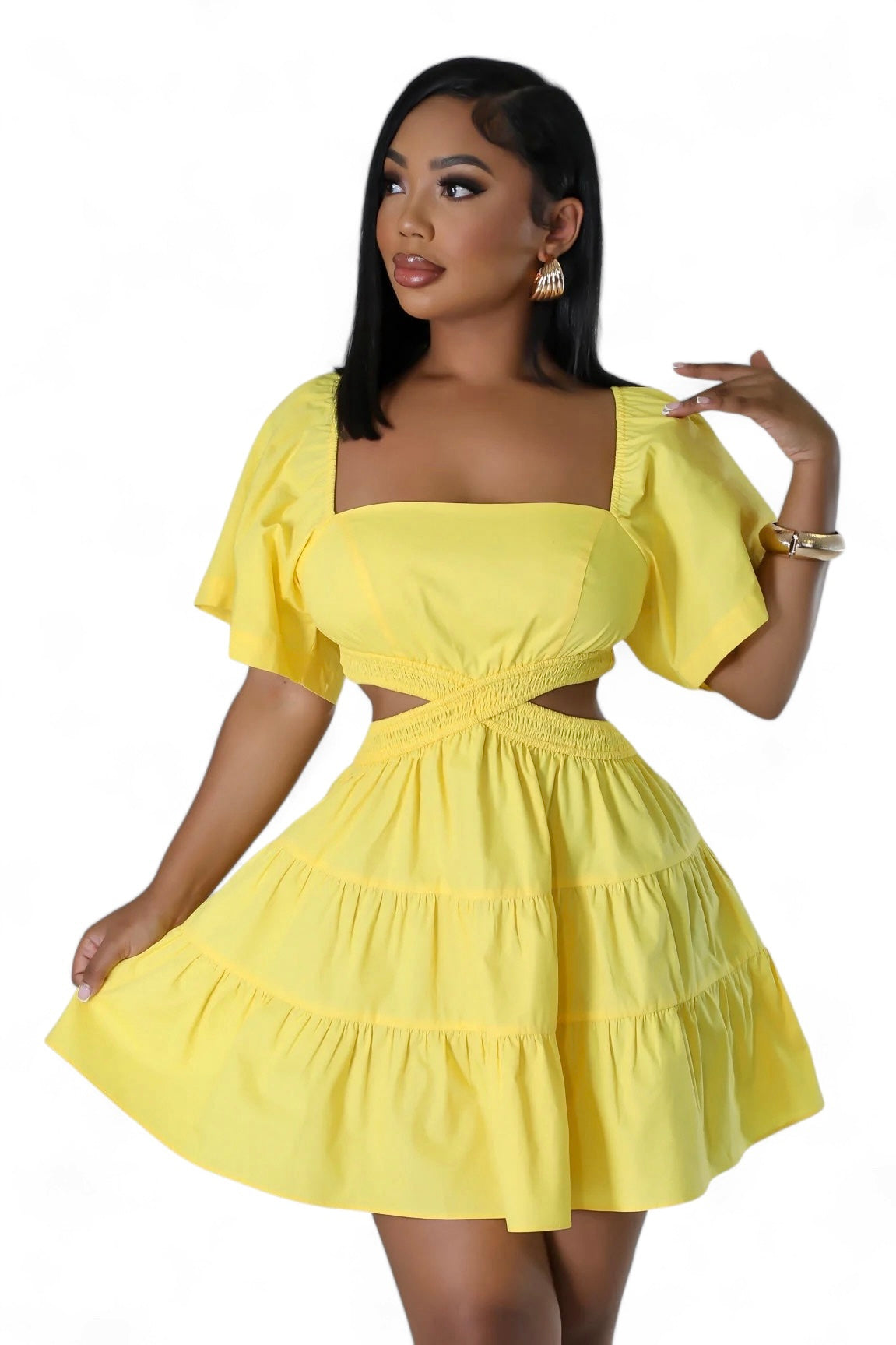 Off or On the Shoulder Cut Out Mini Dress