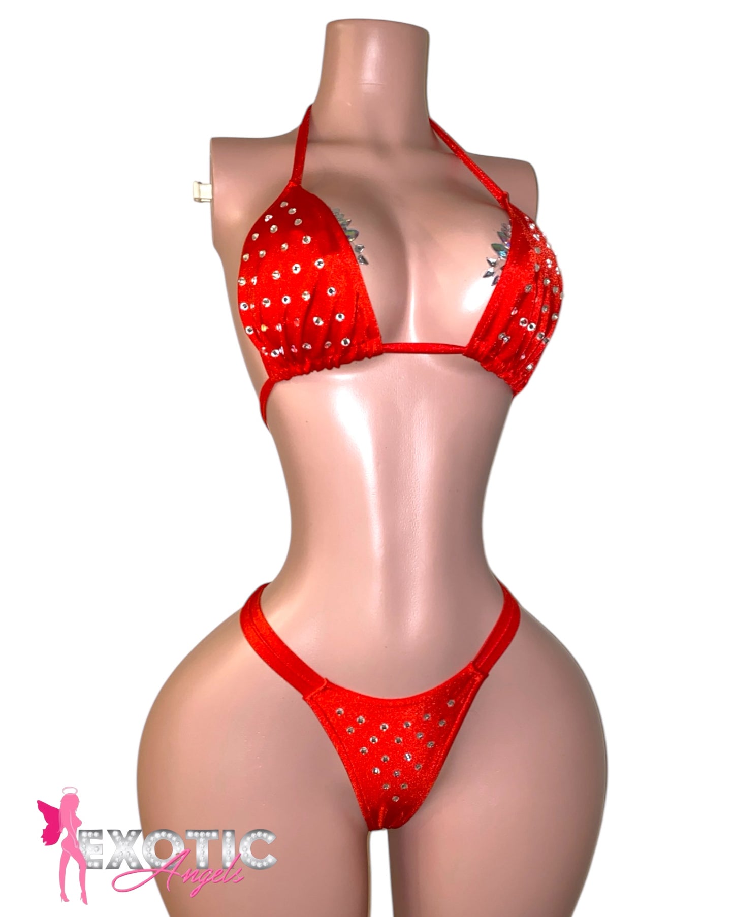 Classic Rhinestone Bikini - Red