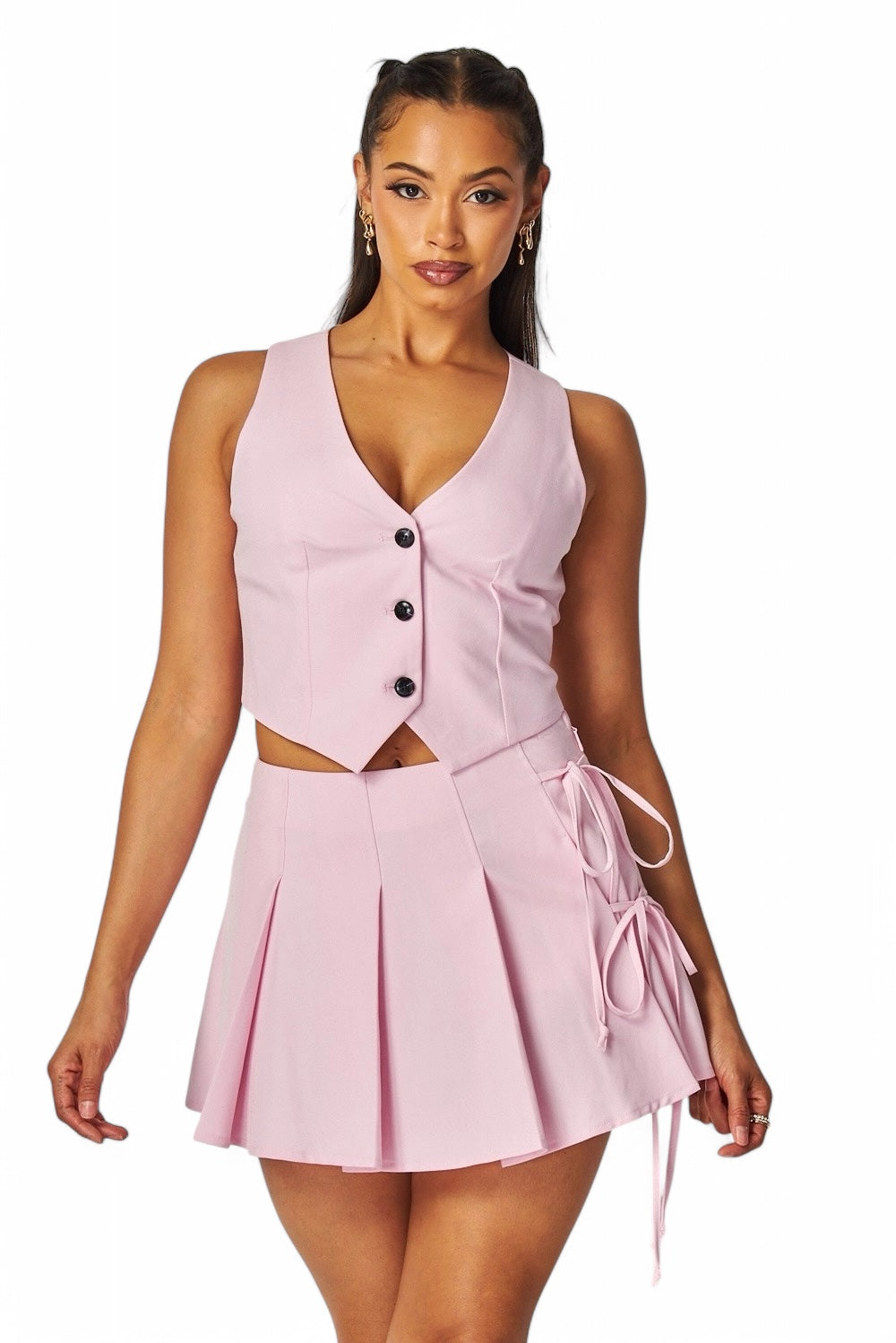 Serene Crop Top Tuxedo Top & Skort Set