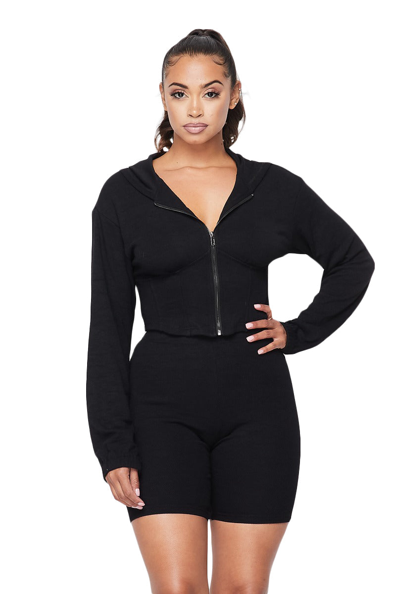 Cropped Hoody Corset Set