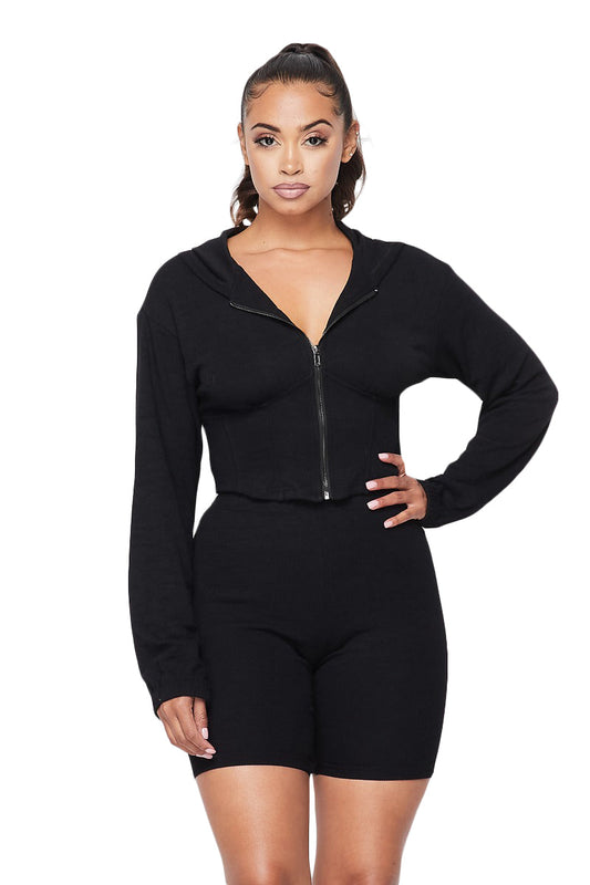 Cropped Hoody Corset Set