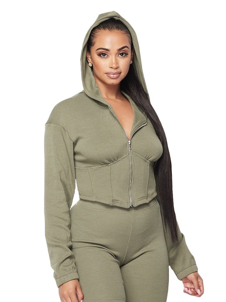 Cropped Hoody Corset Set