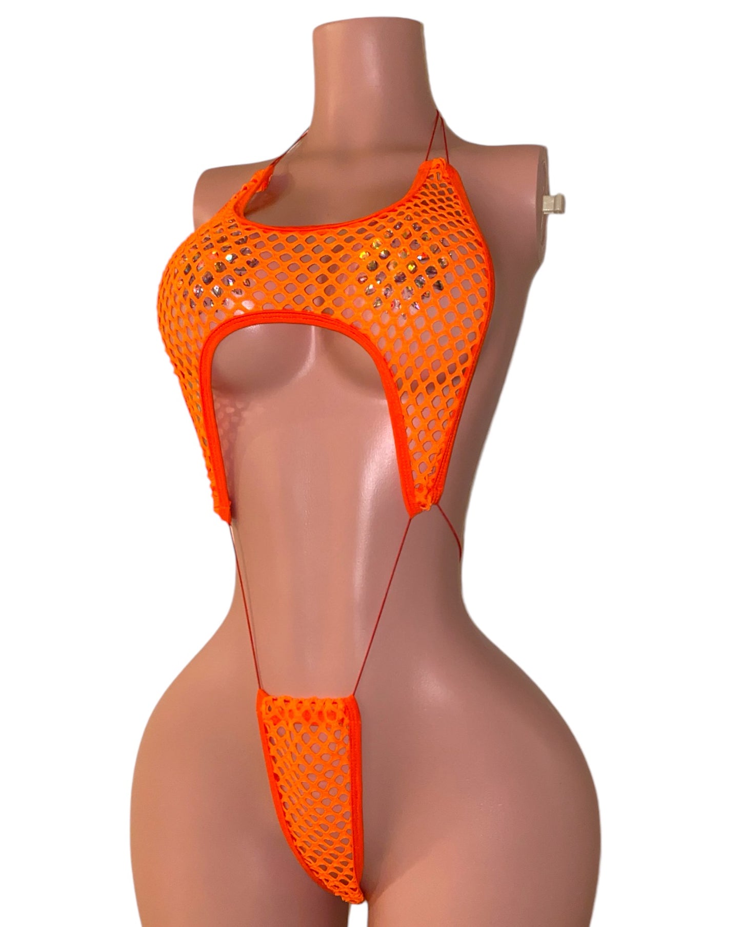 Jayla Net Onesie - Neon Orange