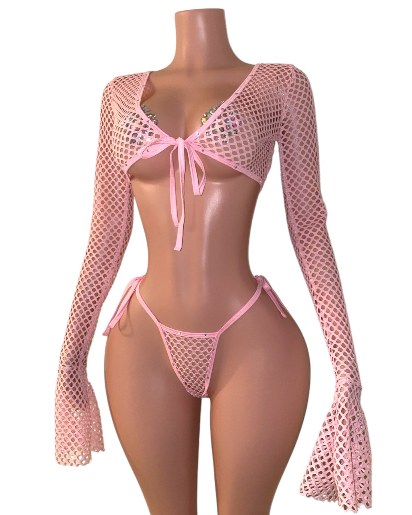 Lisa Rhinestone Two Piece Set - Baby Pink