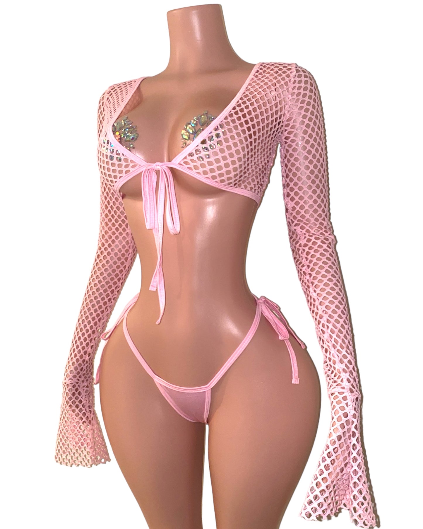 Lisa Rhinestone Two Piece Set - Baby Pink