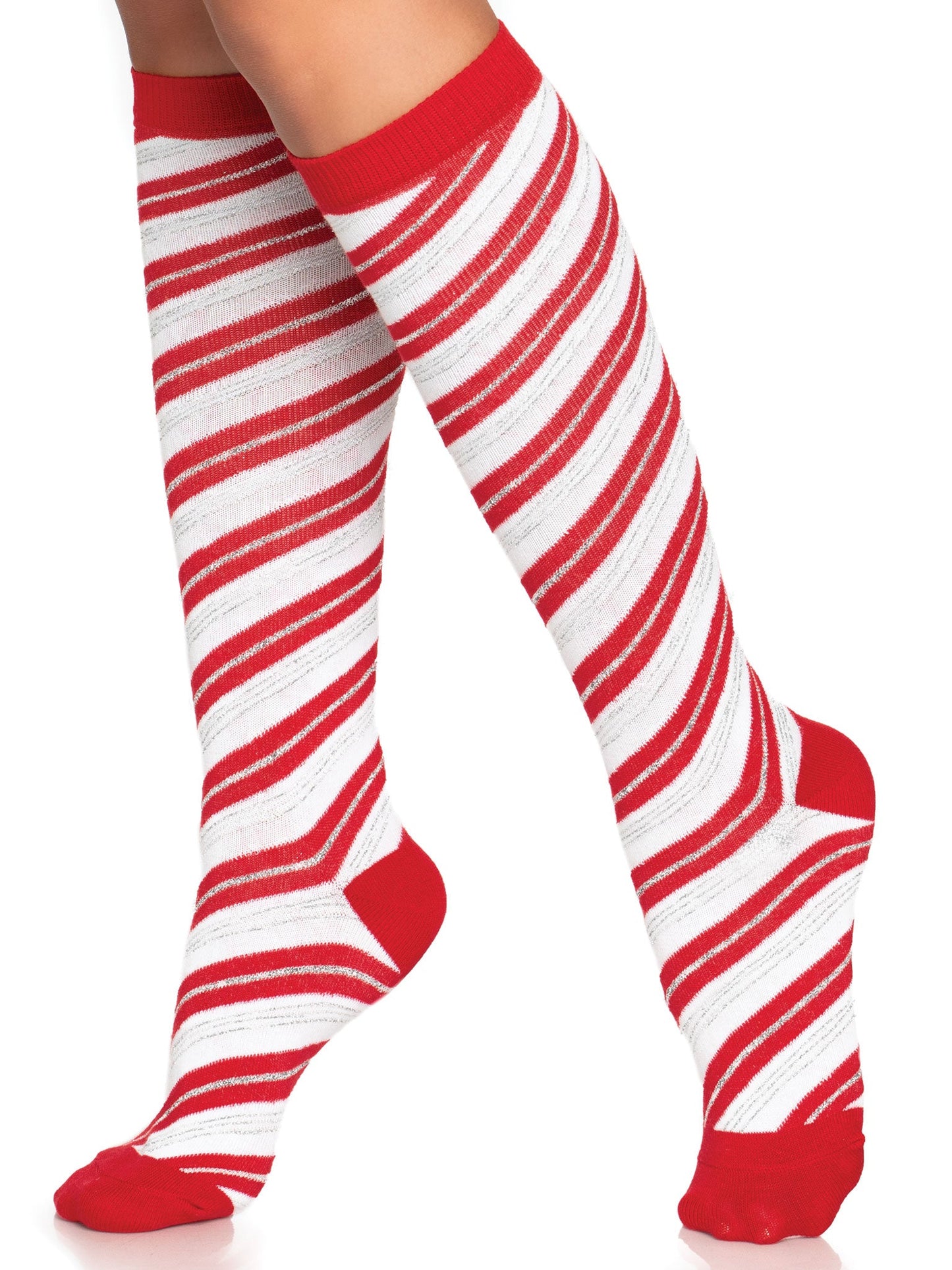 Krystal Candy Cane Knee Socks