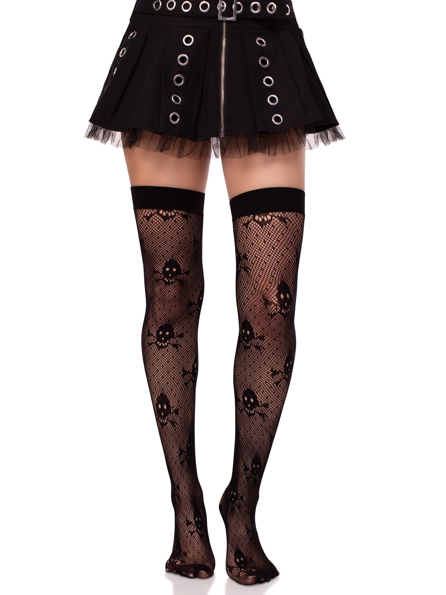Skull Net Thigh Highs