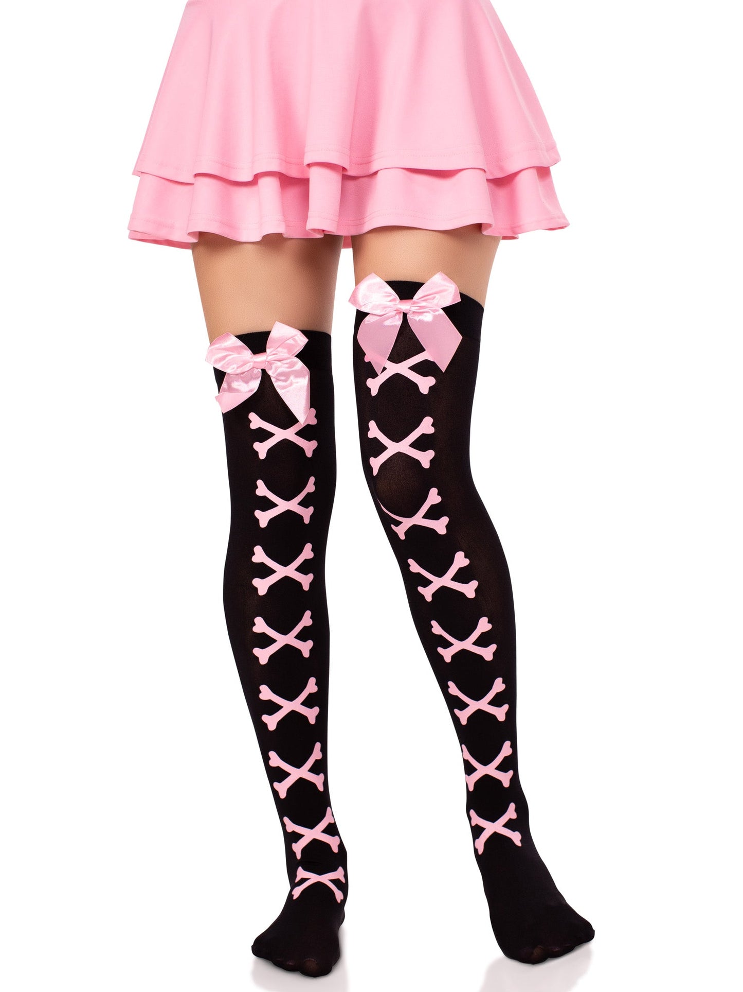 Crossbone Opaque Thigh Highs
