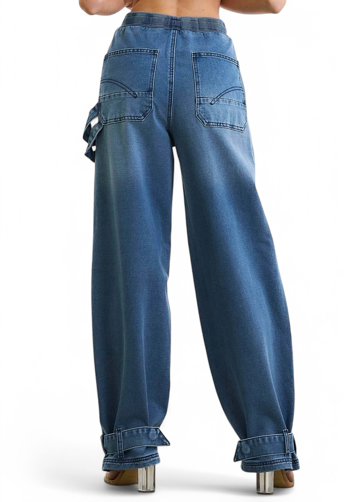 Elastic Waist Barrel Baggy Jeans