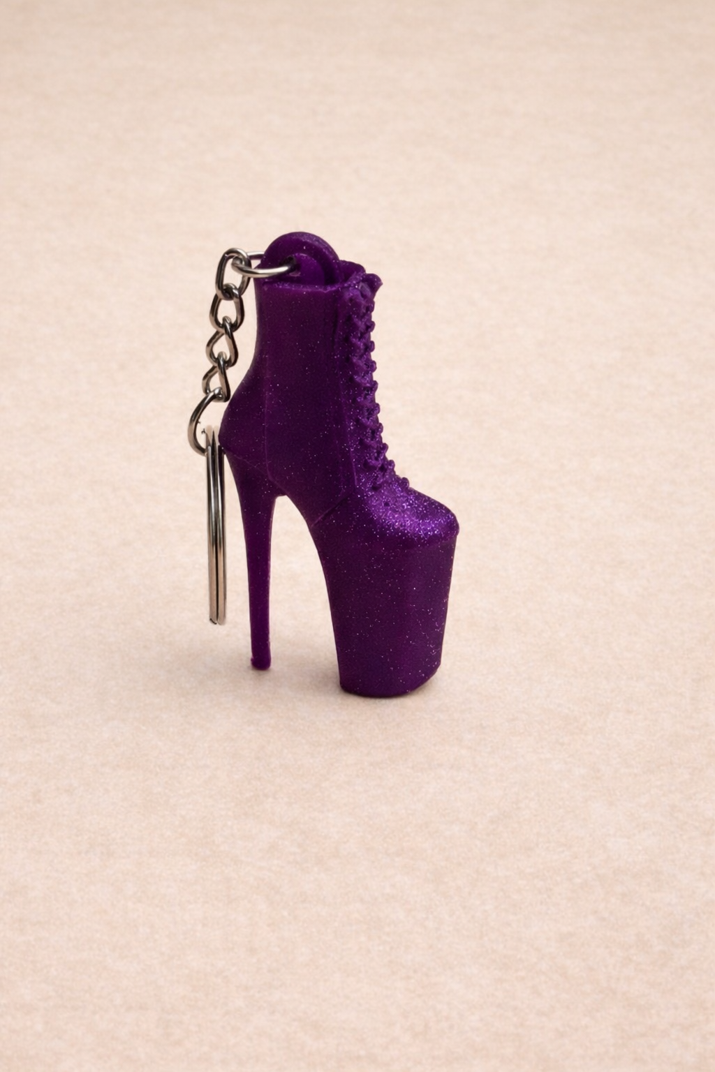 Platform Boot Keychain - Purple Glitter